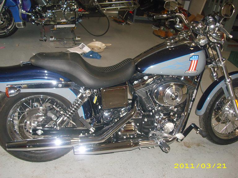Shot of my 2005 Low Rider Show bike, only got 880 miles on it, Special State Edition , HD only made 50 of this scheme, 1 for each state.